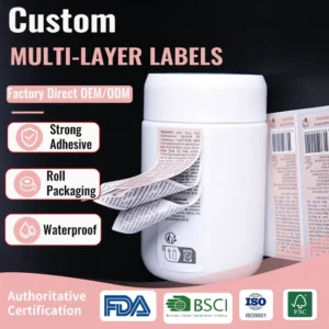 Custom Multi-Layer Self-Adhesive Labels, Peelable Two-Layer Flip Instruction Manuals, Advertising Logo QR Code Stickers