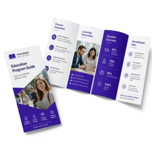 Custom Multi Panel Art Brochure Printing Education Program Guide CMYK Offset Film Lamination Perfect Binding Art Paper