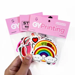 Custom Multiple-Design Waterproof Holographic Vinyl Cartoon Die-Cut Sticker Pack with Header Card
