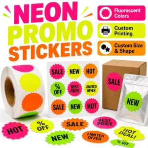 Custom Neon Fluorescent Sale Price Stickers Round Oval for Retail Stores