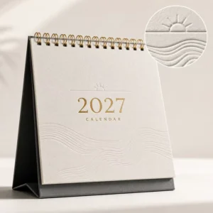 Custom New Design Large Double Coil Hardcover Desktop Desk Ornament Calendar