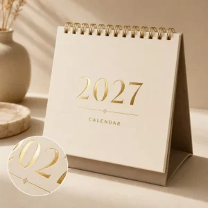 Custom New Design Large Double Coil Hardcover Desktop Desk Ornaments Calendar