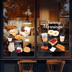 Custom No Adhesive Removable Static Window Clings Minimalist Style Decorative Glass Stickers for Store Window Beautification