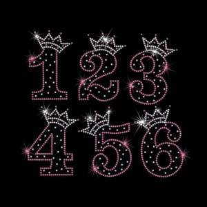 Custom Number and Heart Logo Rhinestone Hotfix Iron-On Transfer Design