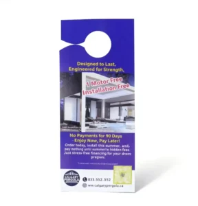 Custom Offset Printed Promotional Brochure Door Hangers Coated Kraft Cardboard Hot Stamping Outdoor