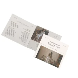 Custom Offset-Printed Trifold Advertising Flyer Booklet, Die-Cut, CMYK, Film-Laminated Paper
