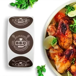 Custom Oil-Proof Waterproof BBQ Food Packaging Labels for Sauce and Meat, Restaurant Takeaway Packaging