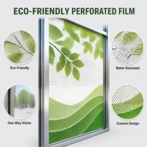 Custom One Way Vision Film Single Sided Perforated Window Film Waterproof Digital Printing Outdoor Advertising