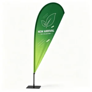 Custom Outdoor Feather Flag Banner with Fiberglass Flagpole, Heat Transfer Printed