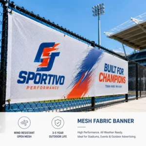 Custom Outdoor PVC-Free Knitted Mesh Banner Wind-Resistant Construction Fence Event Advertising MOQ 10 sqm
