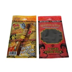 Custom PE Plastic Ziplock Bag for Cigars, Resealable Gravure Printed PET Zipper Packaging