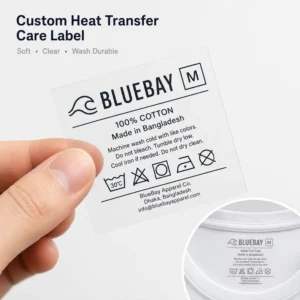 Custom PET Neck Labels with Logo Stickers and Heat Transfer for Clothing