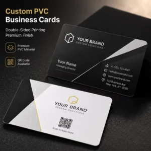 Custom PVC Business Cards Waterproof Double Sided Rounded Corner for Company Logo Printing QR Code Plastic Cards Any Size Design