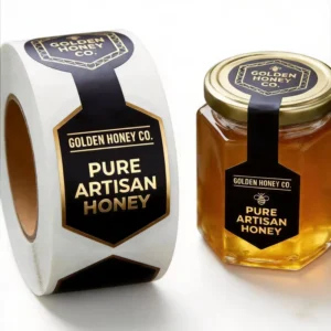 Custom PVC Logo Labels with Gold Foil Stamping UV Coating and Embossed Badge
