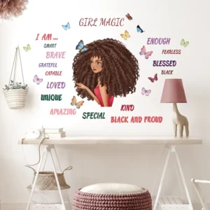 Custom PVC Removable Cartoon Inspirational Wall Stickers for Girls Room Decor