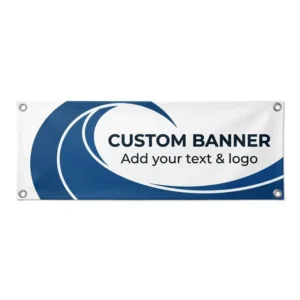 Custom PVC Vinyl Advertising Banner Blue White Reusable Foldable Waterproof Indoor Outdoor Display Sign
