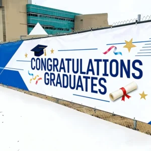 Custom PVC Waterproof Banner, 4×6/3×6, Sports Backdrop, Reinforced Hem, for Graduation and Business Events