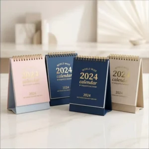 Custom Paper Desk Calendar Photo Frame Stand Monthly Planner Full Color Printing OEM