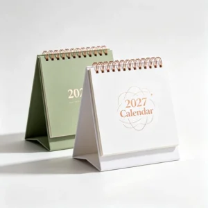 Custom Paper Desktop Calendar Punch Hole Wire Spiral Monthly Planner for Office School Use
