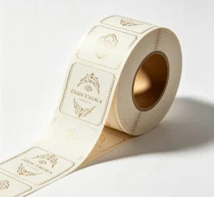 Custom Paper Packaging Labels with Bump Embossing and Gold Foil Logo
