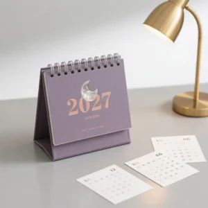 Custom Paper Spiral Monthly Undated Flip-Stand Desk Calendar