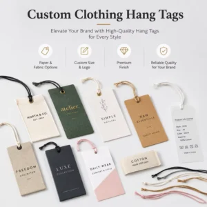 Custom Paper and Fabric Clothing Hang Tags with String for Apparel