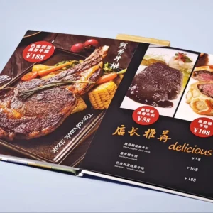 Custom Perfect-Bound Embossed Hardcover Restaurant and Pub Menu Catalog Book, Offset or Coated Paper