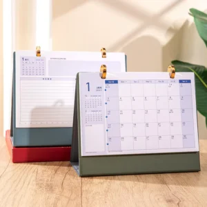 Custom Perpetual Black Paper Desk Calendar
