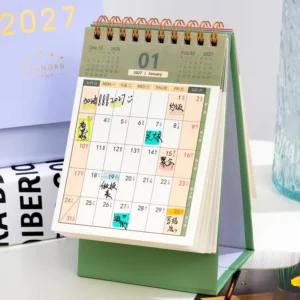 Custom Perpetual Desk Calendar and Paper Box for Holiday Gift Packaging