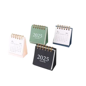 Custom Personalize Printed Paper Calendar Mini Spiral Office Home Agenda Table Calendar for Gift Decoration Display Clock