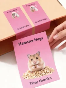 Custom Pink Adhesive Sticker Pack, Thank You Seal Labels for Box and Packaging Decoration