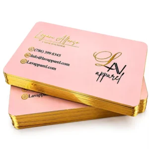 Custom Pink Paper Business Cards VIP Gold Foil Stamping Logo