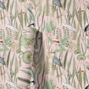Custom Pink Tropical Crane Palm Leaf Wallpaper Waterproof Removable Peel and Stick Wall Covering Roll for Home Decoration
