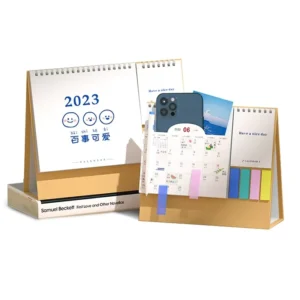 Custom Pocket Paper Calendar with Creative Stickers, Pen Holder, Table Wall Calendar