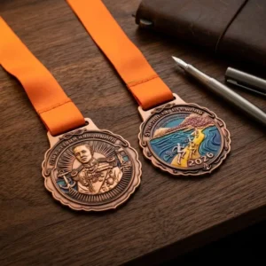 Custom Polished Zinc Alloy 3D Laser Engraved Finisher Award for 5K Marathon, Football, Taekwondo, and Swimming