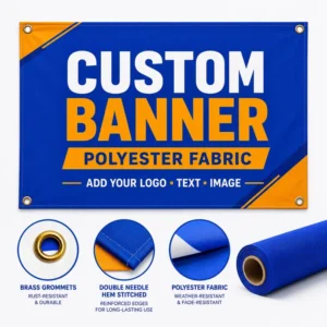 Custom Portable Lightweight Foldable Polyester Banner with Metal Eyelets Digital Printing