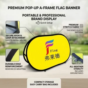 Custom Portable Pop-Up Frame Banner Stand Weather-Resistant Polyester Eco-Friendly Outdoor Factory Direct