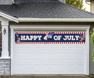 Custom Portable Vinyl Garage Banner with UV Printing for Independence Day Festival Waterproof UV Resistant Metal Buckle