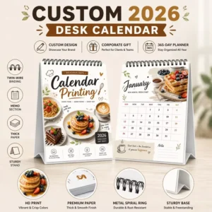 Custom Print 365 Day Notepad Planner Memo Perpetual Desk Calendar Stand Wooden Stand Business Gift Set For Personal Use