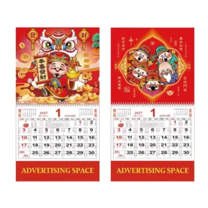 Custom-Print Chinese Hanging Wall Calendar with Logo for Business