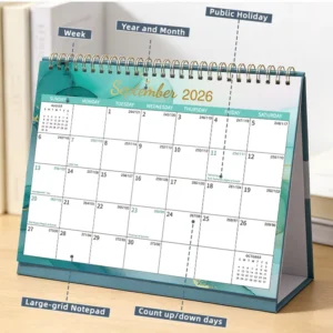 Custom Printed 3D Paper Desk Calendar with Paper Box and Desk Stand