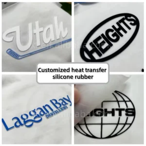 Custom Printed 3D Silicone Eco-Friendly High Temperature Heat Transfer Logo Raised Rubber Iron-On Labels Clothing Sportswear