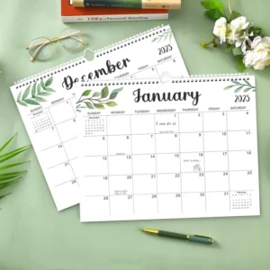 Custom Printed Advent Monthly Wall and Desk Calendar with Large Blank Blocks