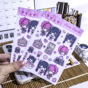 Custom Printed Anime Vinyl Die-Cut Label Stickers Cartoon Girl Sticker Sheet