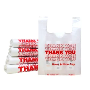 Custom Printed Biodegradable Supermarket T-Shirt Handle Thank You Shopping Bags