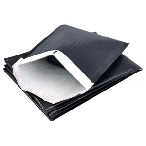 Custom Printed Black Matte Padded Bubble Mailer Bag, Compostable