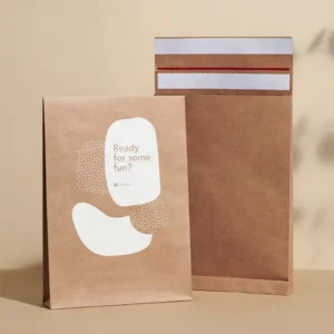 Custom Printed Brown Kraft Expandable Gusseted Recyclable Cardboard Mailer Envelope Bag