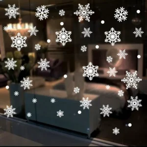 Custom Printed Christmas Snowflake Window Stickers Waterproof Static Window Clings Gift Decorative Decals