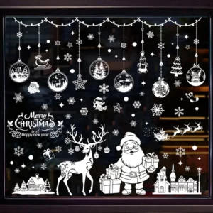 Custom Printed Christmas Static Window Stickers Reusable Xmas Decals for Holiday Storefront Decoration