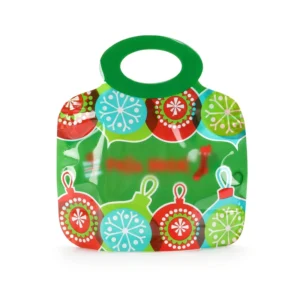 Custom Printed Christmas Treat Plastic Packaging Bag With Die-Cut Handle for Candy Party Favors and Holiday Gifts
